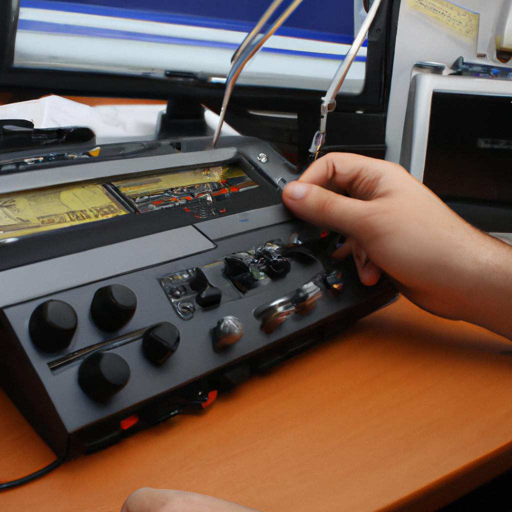 Person operating FM radio equipment
