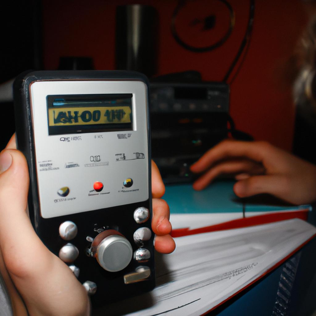 Person operating shortwave radio