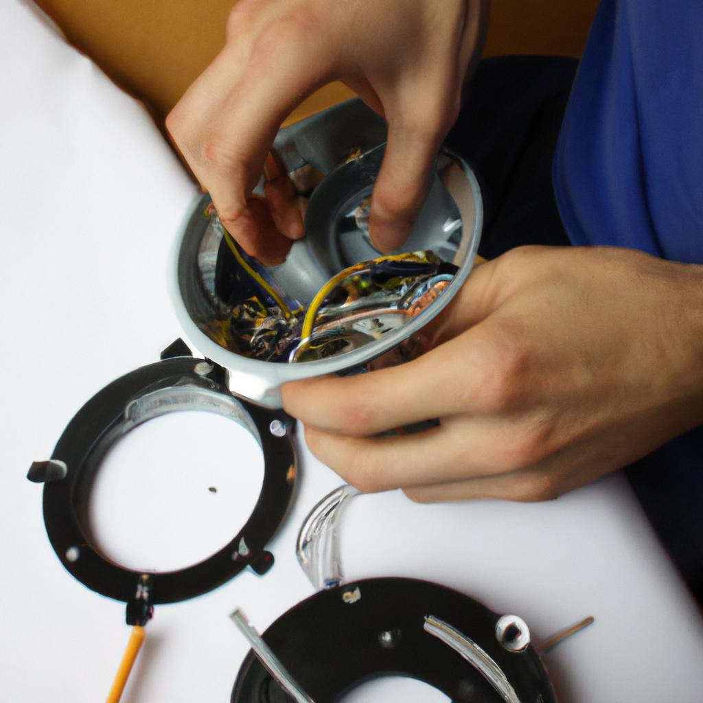 Person assembling wireless antenna components